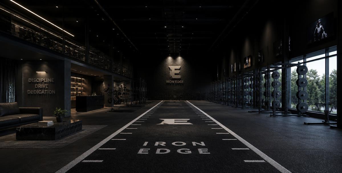 High-end private training facility with dramatic lighting